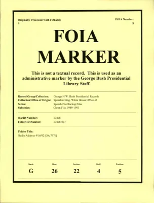 Radio Address 4/16/92 [OA 7571]