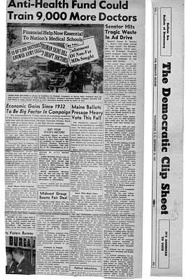 Newspaper Clipping, Democratic Clip Sheet, "Anti-Health Fund Could Train 9,000 More Doctors"