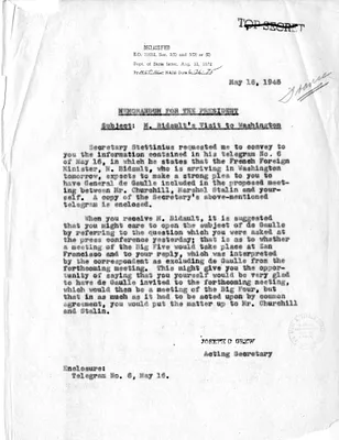 Memorandum from Acting Secretary of State Joseph Grew to President Harry S. Truman
