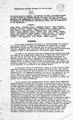 International Military Tribunal for the Far East, Indictment