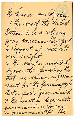 Longhand Note of President Harry S. Truman