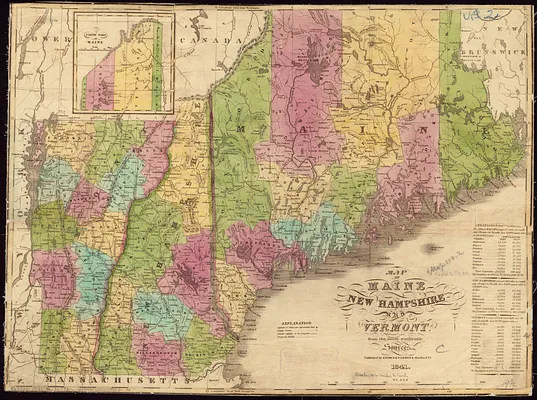 Map of Maine, New Hampshire and Vermont, from the most authentic sources