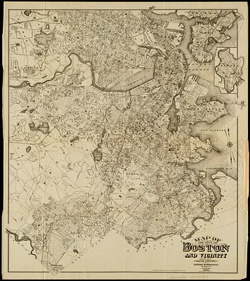 Map of the city of Boston and vicinity
