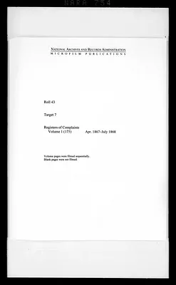 Registers of Complaints Volume 1 (175), Apr. 1867-July 1868