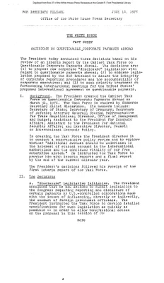Decisions of Questionable Corporate Payments Abroad [Fact Sheet]