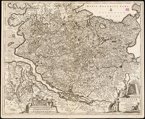 Holsatiae tabula generalis in qua sunt Ducatus Holsatiae, Dithmarsiae, Stormariae et Wagriae