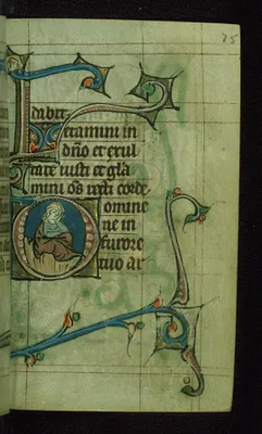 Leaf from Book of Hours: Seven Penitential Psalms, Initial D with a Seated Man