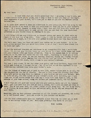 Nicola Sacco typed letter (copy) to Ines [Sacco], Charlestown, [19 July 1927]