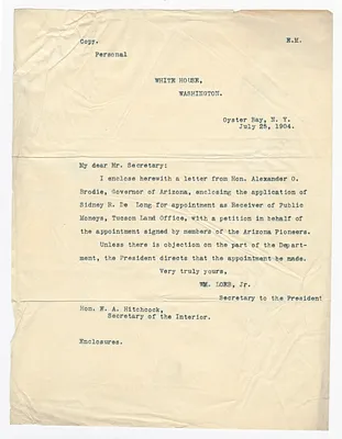 Letter from William Loeb to E. A. Hitchcock
