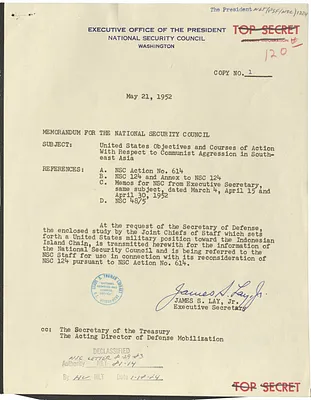 Memorandum from James S. Lay, Jr. to the National Security Council with Attachment