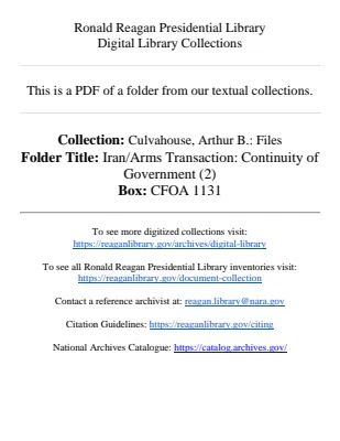 Iran/Arms Transaction: Continuity of Government (2)