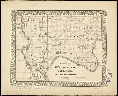 Township map of Union, Johnson, Pope, Alexander, Pulaski, and Massac Counties