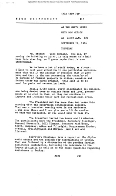 Press Secretary Briefings, 9/26/74