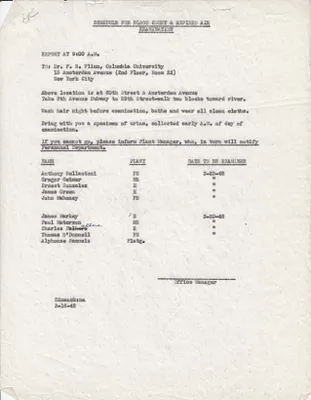 Memorandum to Anthony Bellantoni, Gregor Geimer, Ernest Gonzalez, James Green, John Mahoney, James Markey, Paul Materson, Charles Albers, Thomas O'Donnell Alphonse Samuels, March 18, 1948