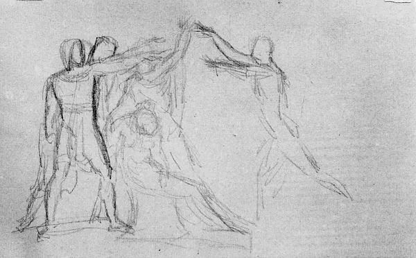 Sketch of Figures, possibly after David's ""Oath of the Horatii""