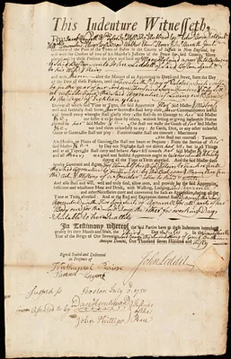 Mary Hyland indentured to apprentice with John Liddell of Boston, 3 July 1750