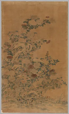 Kesi Panel: Rocks and Chrysanthemums