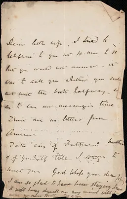 [John Biddulph Martin] autograph note to [Victoria Woodhull Martin], approximately 1883-1897