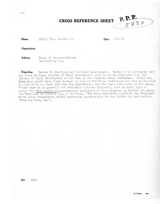 Cross Reference Memorandum