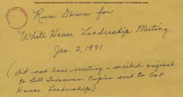 White House - Congressional Leadership Meeting, 1/2/71