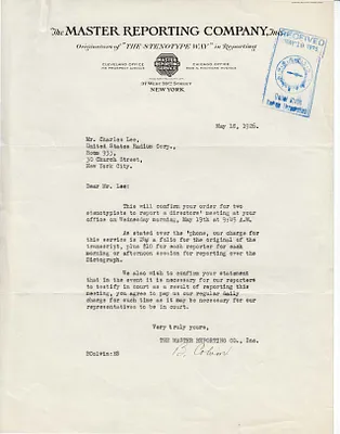 Letters Received to Charles Lee [C.B. Lee], May 18, 1926