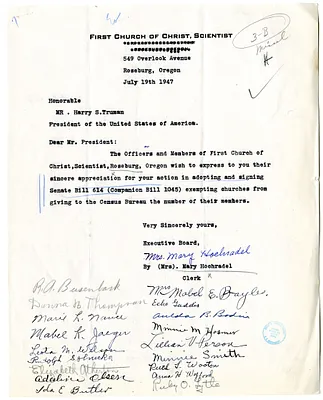 Letter from Mrs. Mary Hochradel to President Harry S. Truman