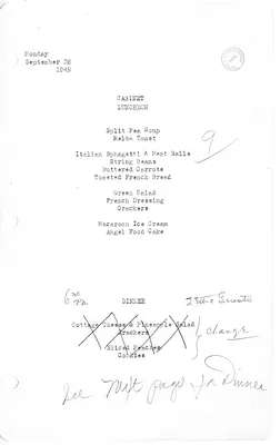 White House Luncheon Menu