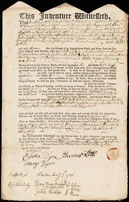 John Cook indentured to apprentice with Thomas Little [Litle] of Kingsfield, 25 December 1746