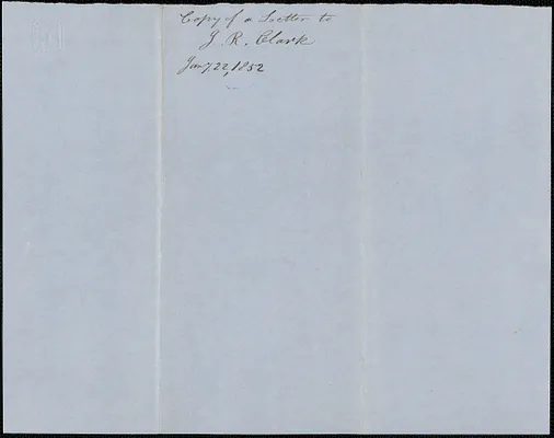 Copy of a letter from Samuel Warner to I. R. Clark, 22 January 1852