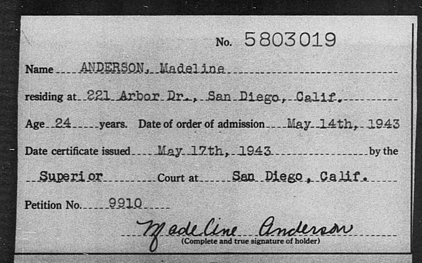 Anderson, Madeline - 1943