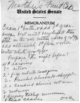 Recipe for Fruit Cake from Madge Gates Wallace