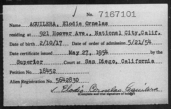 Aguilera, Elodia Ornelas - 1954