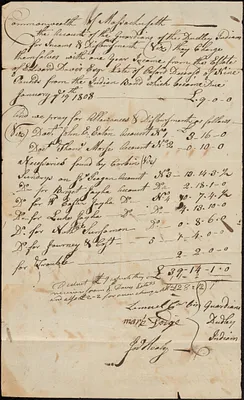 Accounts of Guardians of the Dudley Indians 1807