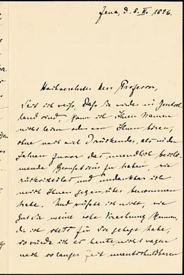 Forell, J. Waldemar, fl. 1896 autograph letter signed to Hugo Münsterberg, Jena, Ger., 8 February 1896