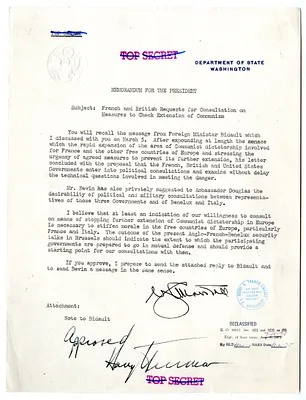 Memorandum from General George C. Marshall to President Harry S. Truman