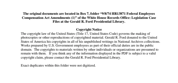 1974/09/08 HR13871 Federal Employees Compensation Act Amendments (1)