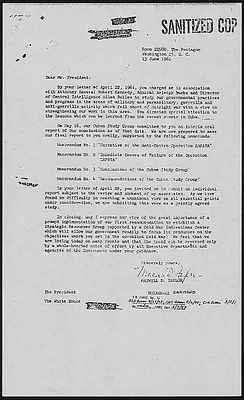 Maxwell Taylor Memo to the President Paramilitary Study Report. June 13, 1961