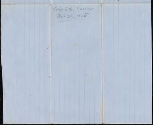 Copy of a letter from E. Bradbury to Governor Gardner, 22 February 1855