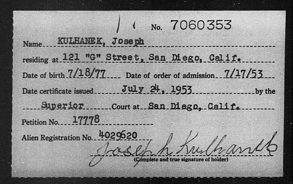 Kulhanek, Joseph - 1953