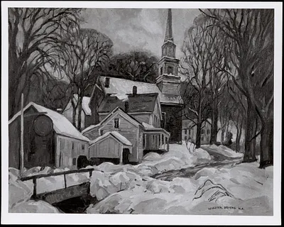 Shelburne Falls Center by W. Lester Stevens, oil on canvas