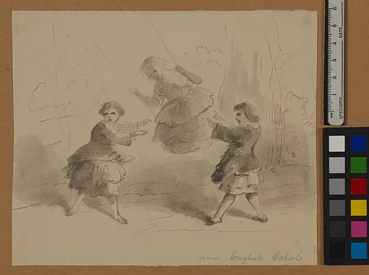 Three Children Playing with a Swing