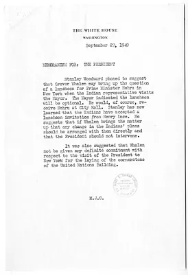 Memorandum from Matthew Connelly to President Harry S. Truman, with Note