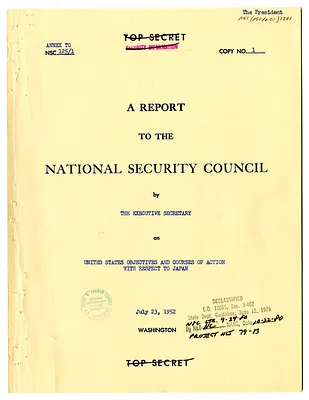 Annex to National Security Council Report 125/1, Report to the National Security Council by the Executive Secretary on United States Objectives and  Courses of Action with Respect to Japan