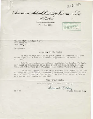Letters Received to H.H. Barker, December 31, 1928