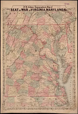J.H. Colton's Topographical map of seat of war in Virginia, Maryland, &c