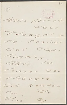 Your Scholar (Emily Dickinson), Amherst, Mass., autograph letter signed to Thomas Wentworth Higginson, Spring 1876