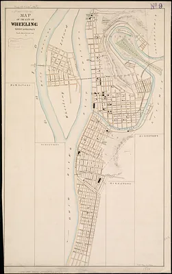 Map of the city of Wheeling, West Virginia