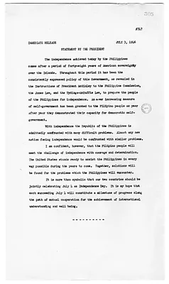 White House Press Release, Statement by President Harry S. Truman