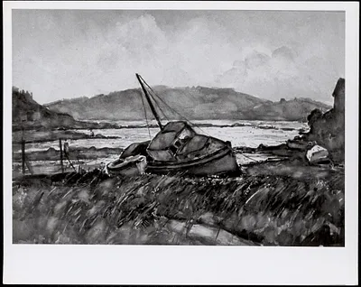 The derelict by W. Lester Stevens, watercolor on paper, 1940