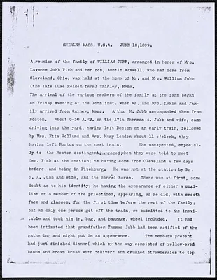 Shirley Mass. U.S.A. June 18, 1899